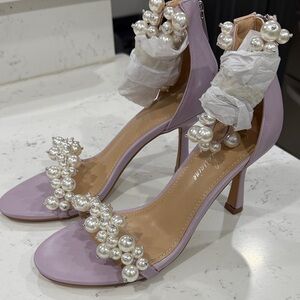 Fiesta Lavender Pearl-Adorned Heels by Lauren Lorraine